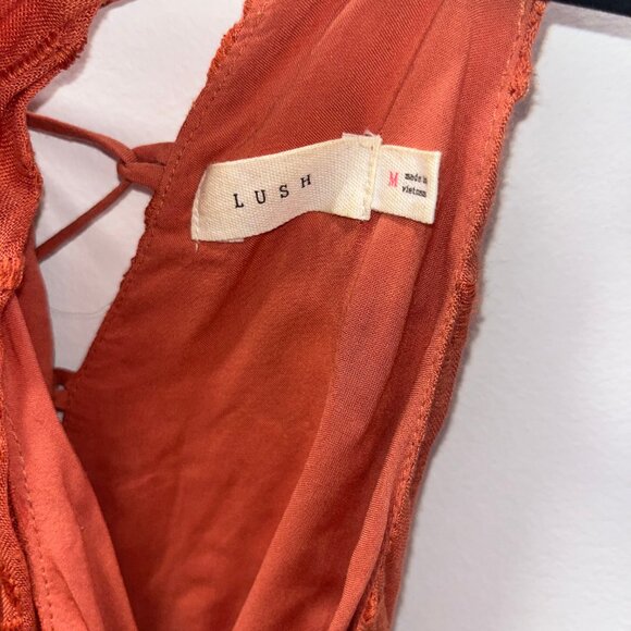 Lush Aztec Embroidered Lace Up Mini Dress - Rust - Picture 3 of 6